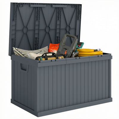 Outsunny 70 Gallon Deck Box, Outdoor Storage Box with Handles, Dark Grey