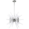Lustre Vela de Dainolite à pointes en acrylique transparent, avec fini chromé poli et 12 ampoules