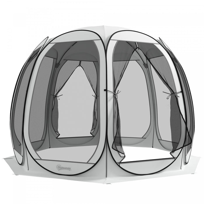 Outsunny Tente Moustiquaire , Tonnelle Escamotable Avec 2 Portes, Creme