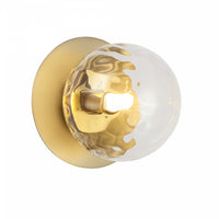 Applique murale Burlat de Dainolite en verre transparent, avec fini laiton vieilli et 1 ampoule