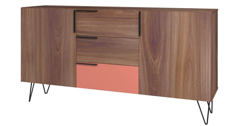 Desserte Beekman de Manhattan Comfort de 62,99 po avec 4 tablettes - brune et rose