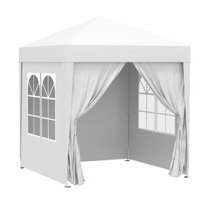 Outsunny 6.6x6.6ft Tente De Fete Escamotable Pour L'exterieur Avec Parois Laterales Blanc
