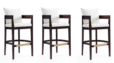 Ritz Mid-Century Modern Wood Upholstered Barstool in Ivory - Set of 3 | Tabouret de bar en bois rembourre style mid-century Ritz, ivoire – Lot de 3