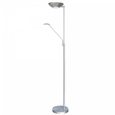 Dainolite Mother & Son LED Floor Lamp Satin Chrome/Polished Chrome Finish|Lampe à pied Mother & Son de Dainolite avec fini chromé satiné et poli et ampoule à DEL