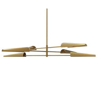 Lustre Cassie de Dainolite à 3 niveaux, avec fini laiton vieilli et 6 ampoules