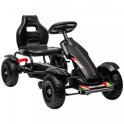 Aosom Pedal Go Kart For Kids, Pedal Powered Ride-On Car With Adjustable Bucket, Handbrake, 4 Rubber |Aosom Kart A Pedales Pour Enfants, Voiture A Pedales Avec Seau Reglable, Frein A Main, 4 Roues En Ca