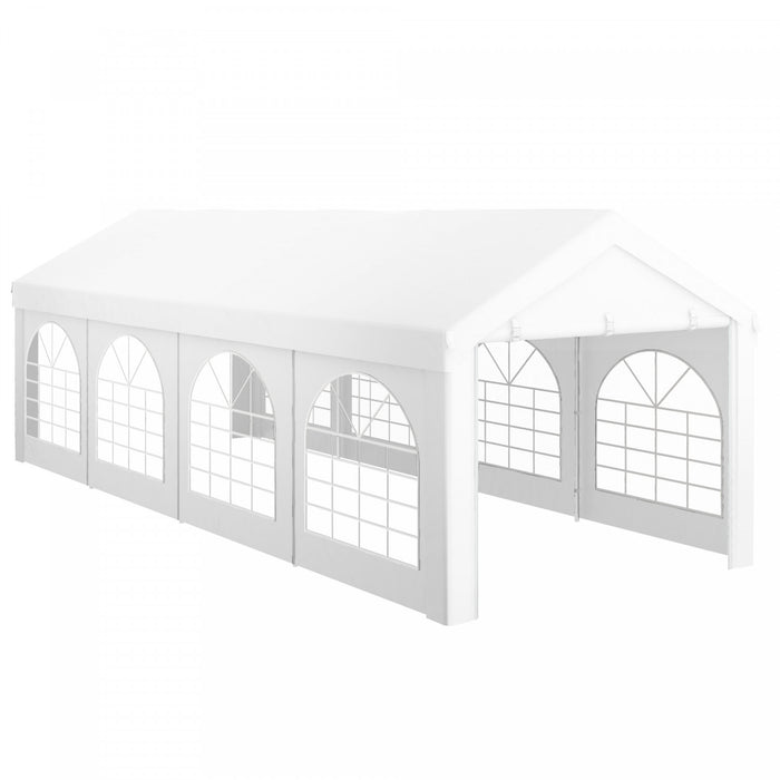 Outsunny Tente De Fete Et Abri D'auto De 10' X 26', Abri De Tente D'exterieur Robuste, Garage Portable Avec Parois Laterales Amovibles, 2 Portes Et Fenetres, Tentes Pour Fetes, Evenements, Barbecue