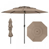 Costway Parasol de patio ventile a 3 niveaux de 10 pieds, grand parasol de table de marche, ombre solaire exterieure marron