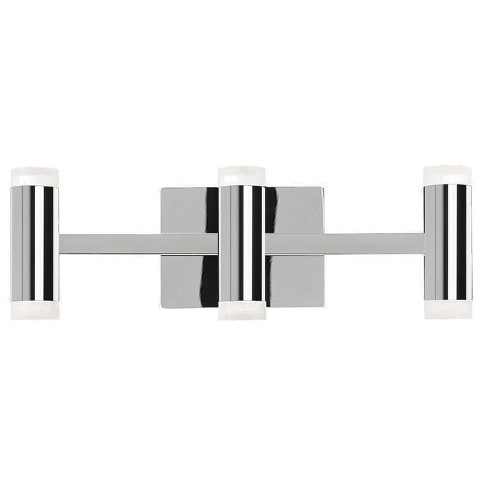 Lumière de coiffeuse Wilson de Dainolite en acrylique givré qui diffuse la lumière, avec fini chromé poli et ampoule à DEL de 33 W