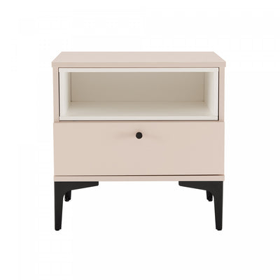 Amara Modern 20" Nightstand in Pale Rose and White (1-Drawer) | Table de nuit moderne Amara 20" en rose pale et blanc (1 tiroir)
