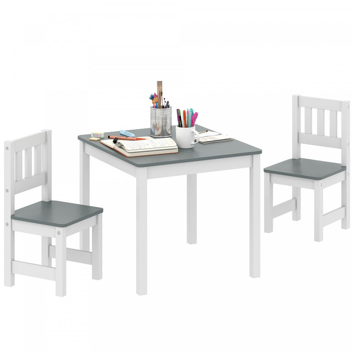 Qaba Ensemble table et chaises pour enfants, table et 2 chaises, gris