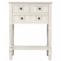 Table Console Olivia En Bois Massif Avec Tiroirs Et Etagere Inferieure - Blanc