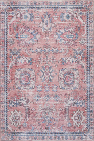 Aqua Pink Flames Washable Non-slip Low Pile Area Rug 5'x7' | Aqua Flammes Rose Tapis Lavable Et Antiderapant A Poils Ras 5'x7'