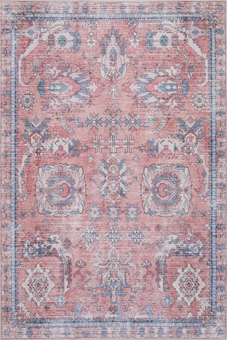 Aqua Flammes Rose Tapis Lavable Et Antiderapant A Poils Ras 5'x7'