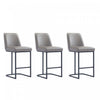 Tabouret de comptoir moderne en metal et tissu Serena, taupe - Lot de 3