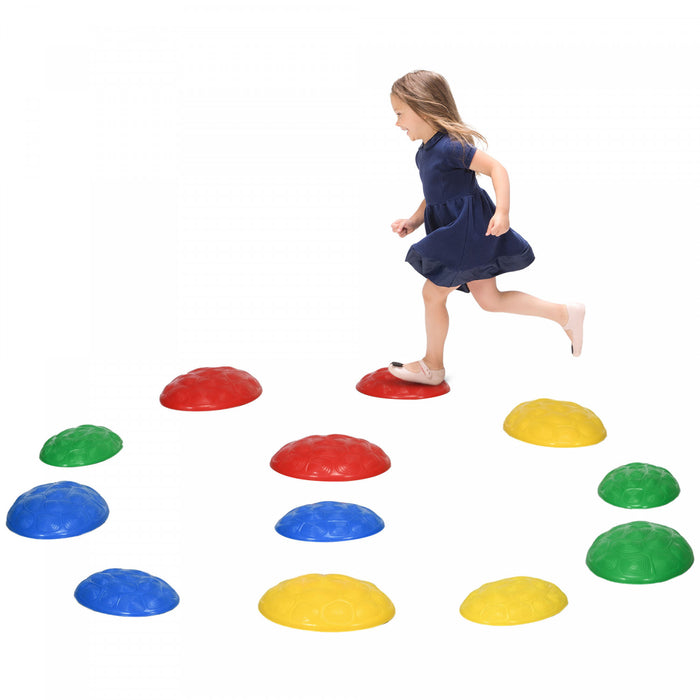 Outsunny 12 Pieces D'equilibre Pour Enfants, Parcours D'obstacles, Jeu Sensoriel, Pierres De Riviere, Jeux D'interieur Et D'exterieur Pour 3 A 8 Ans, Empilables