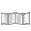Pawhut Barriere Autoportante Pour Animaux De Compagnie A 4 Panneaux En Bois, Barriere De Securite Pliable Avec Pieds De Support Jusqu'a 80,25\" De Long Et 24\" De Haut Pour Porte, Escaliers, Gris Clair