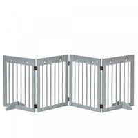 Pawhut Barriere Autoportante Pour Animaux De Compagnie A 4 Panneaux En Bois, Barriere De Securite Pl