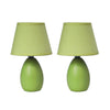 Ensemble de 2 mini lampes de table de Simple Designs en céramique en forme d’œuf - vert