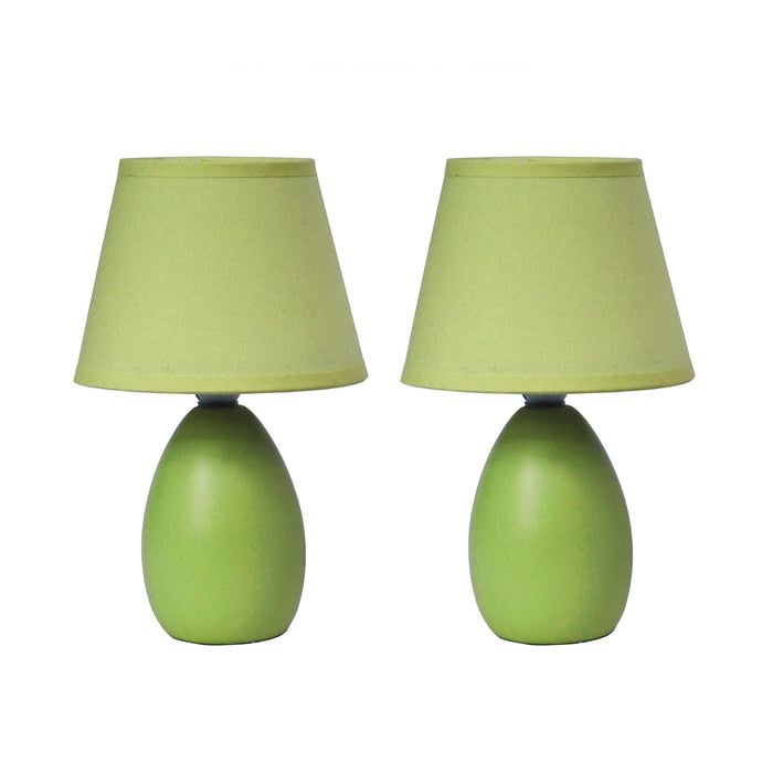 Ensemble de 2 mini lampes de table de Simple Designs en céramique en forme d’œuf - vert