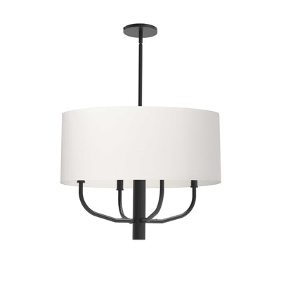 Dainolite Eleanor 4 Light Chandelier Matte Black White Fabric Shade Lamp|Lustre Eleanor de Dainolite avec abat-jour en tissu blanc, fini noir mat et 4 ampoules