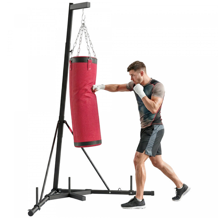 Support de sac de frappe Soozier reglable 185-231 cm avec sac a sable, Rouge