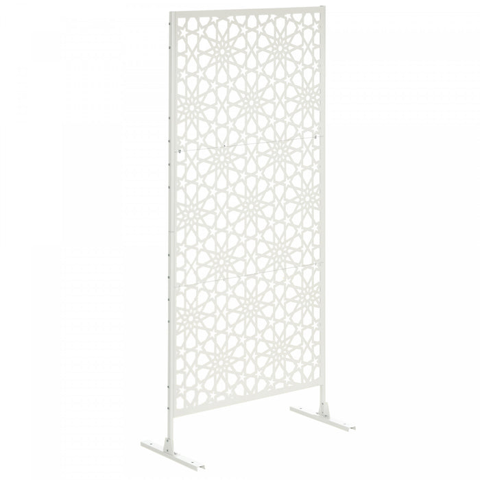 Outsunny Ecran de confidentialite en metal pour exterieur, separateur Blanc