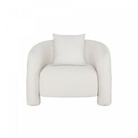 Fauteuil lounge en tweed ivoire Sylvia Modern Glam