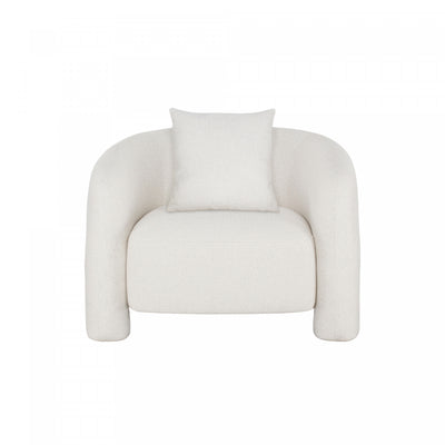 Sylvia Modern Glam Tweed Lounge Chair in Ivory | Fauteuil lounge en tweed ivoire Sylvia Modern Glam