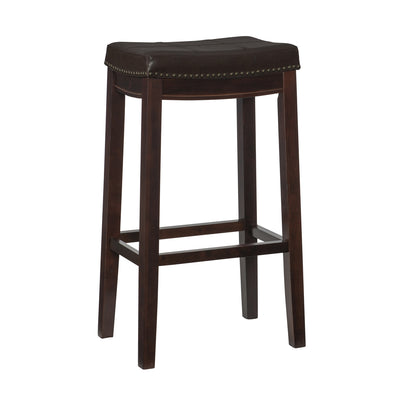 Claridge Faux Leather Backless Barstool - Browm|Tabouret bar Claridge en similicuir et sans dossier - brun