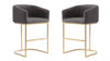 Tabouret de comptoir rembourre en metal gris style mid-century modern Louvre - Lot de 2