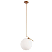 Luminaire suspendu Orion de Dainolite en verre blanc, avec fini plaqué or et 1 ampoule