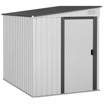 Outsunny 5 X 7ft Lean To Outdoor Storage Shed With Floor Foundation, Metal Garden Tool Storage House|Outsunny 5 X 7ft Pencher A Remise De Stockage, Organisateur De Maison De Stockage D'outils De Jardin