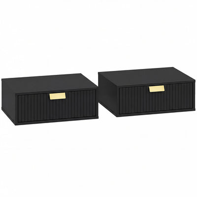 HOMCOM Floating Nightstands Set of 2, Bedside Tables Black