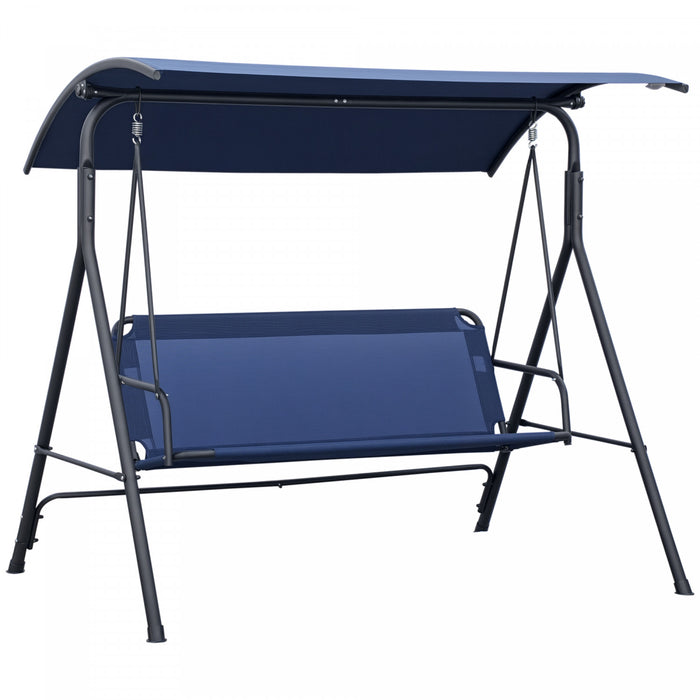 Outsunny Balancoire 3 Places avec Toit Ajustable, Bleu Fonce