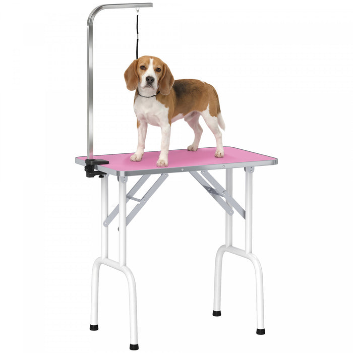 Table de Toilettage 81 cm pour Petits et Moyens Chiens et Chats, Rose