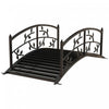 Outsunny 4' Pont De Jardin Arque En Metal Avec Rails, Pont D'etang, Noir