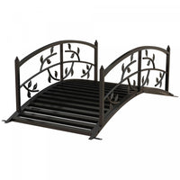 Outsunny 4' Pont De Jardin Arque En Metal Avec Rails, Pont D'etang, Noir