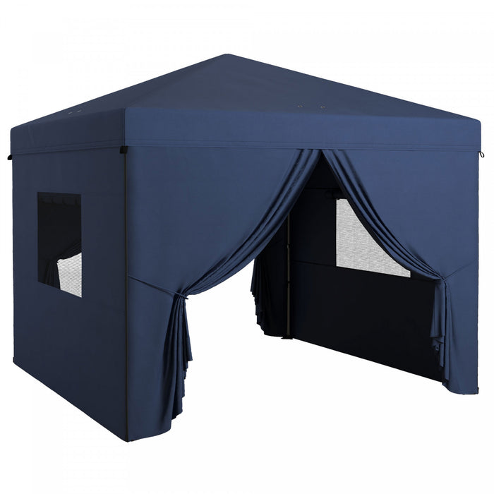 Outsunny Tente Escamotable 10' X 10' Avec Fenetres En Maille, Bleu Fonce