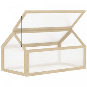 Outsunny en bois à cadre froid serre jardin portable surélevé avec dessus ouvrable pour l’intérieur, l’extérieur, les fleurs, les légumes, les plantes, 35,5 « x 20,5 » x 19,5 « , bois naturel