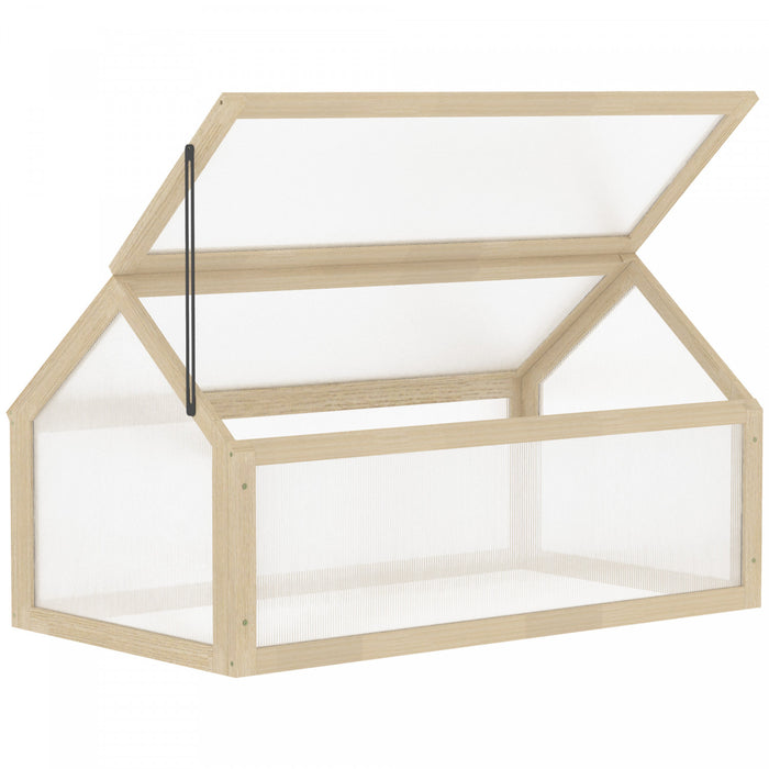 Outsunny en bois à cadre froid serre jardin portable surélevé avec dessus ouvrable pour l’intérieur, l’extérieur, les fleurs, les légumes, les plantes, 35,5 « x 20,5 » x 19,5 « , bois naturel