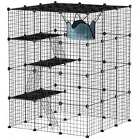 Pawhut Cage D'interieur Pour Chat A 4 Niveaux Avec Hamac, 5 Portes, 3 Rampes, 3 Plates-formes De Sau
