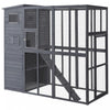 Pawhut Niche D'exterieur Pour Chat, Abri En Bois Pour Chat Sauvage Catio, Cage Pour Chat Avec Plates-formes, Toit En Asphalte De Protection Contre Les Intemperies, Rampes, 77\" L