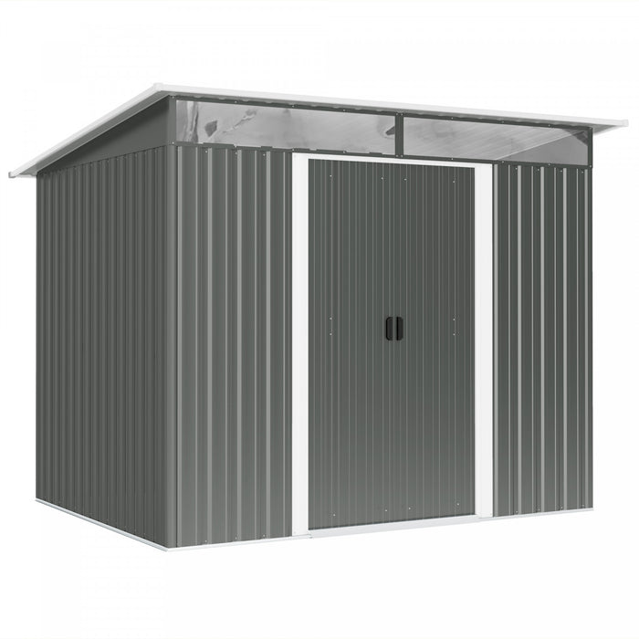 Outsunny Abri De Jardin 8,5' X 6' Avec Puits De Lumiere, Gris Fonce