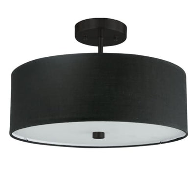 Dainolite Everly 3 Light Semi-flush Mount Matte Black Black Shade Lamp|Plafonnier semi-affleuré Everly de Dainolite avec abat-jour noir, fini noir mat et 3 ampoules