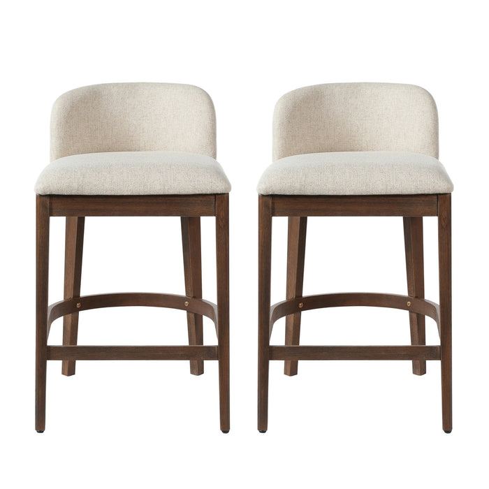 Calista – Lot de 2 tabourets de comptoir en bois d’hevea, finition noyer
