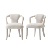  Fauteuil Palmer style milieu du siecle moderne en tweed ivoire - Lot de 2