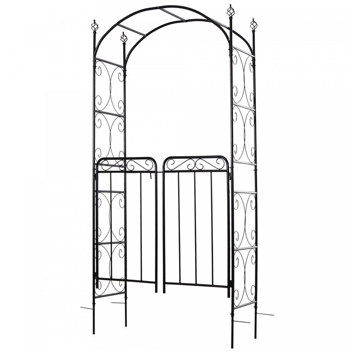 Outsunny - Arche De Jardin En Acier De 7 Pieds Avec Portes A Volutes Pour Les Ceremonies, Les Mariages, Les Fetes, Les Jardins Et Les Pelouses.