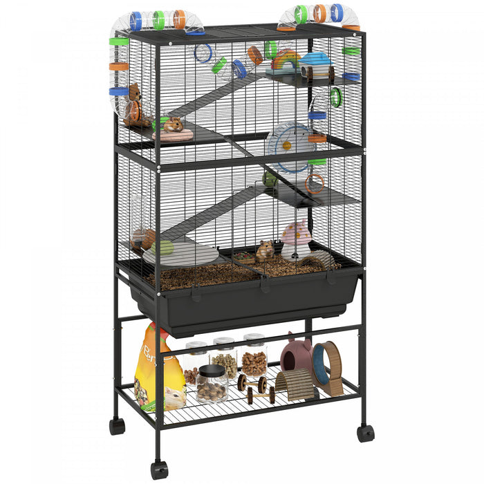 5 Tier Rolling Hamster Cage With Storage Shelf For Syrian