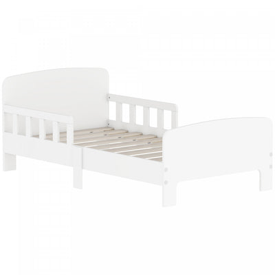Qaba Toddler Bed Frame with Safety Side Rails for Girls and Boys, Bedroom Furniture, White
